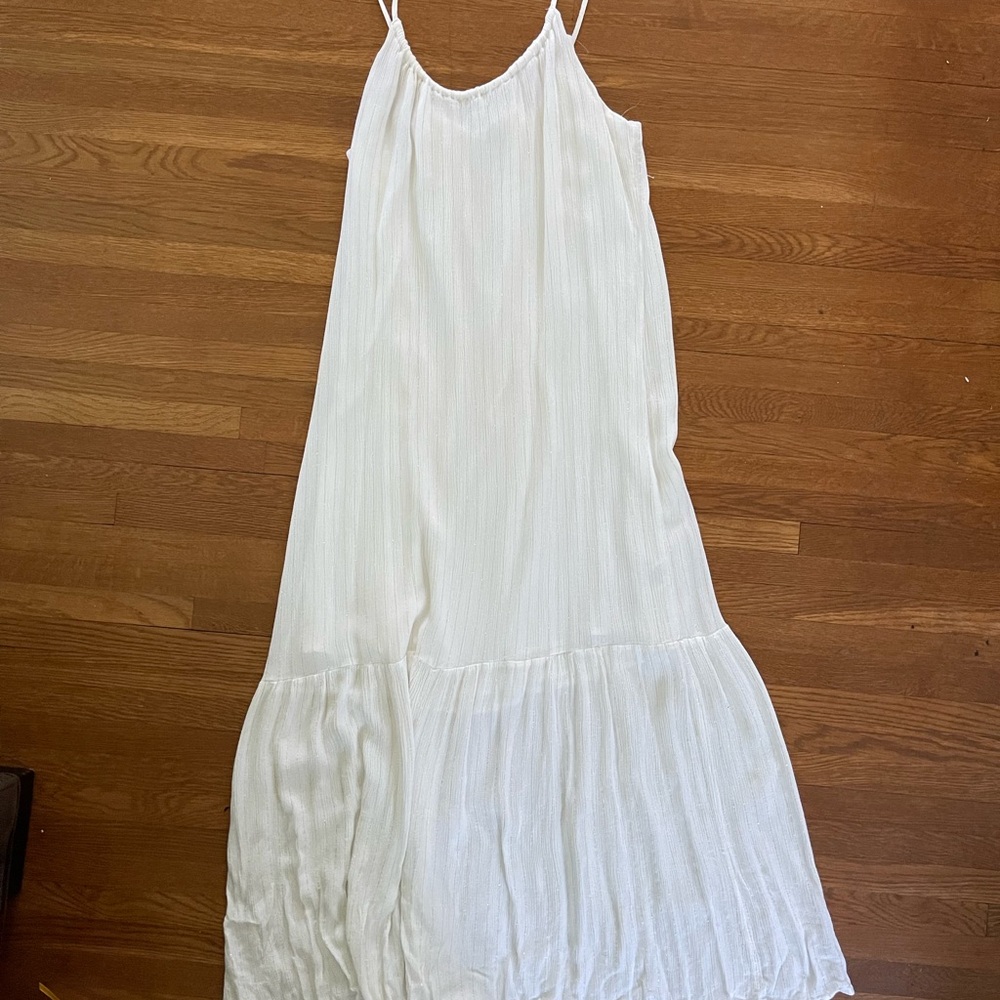 Large white with gold sparkle stripes dress